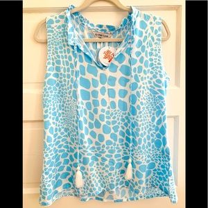 La Mer Luxe Sleeveless- Light Blue Animal Print SM